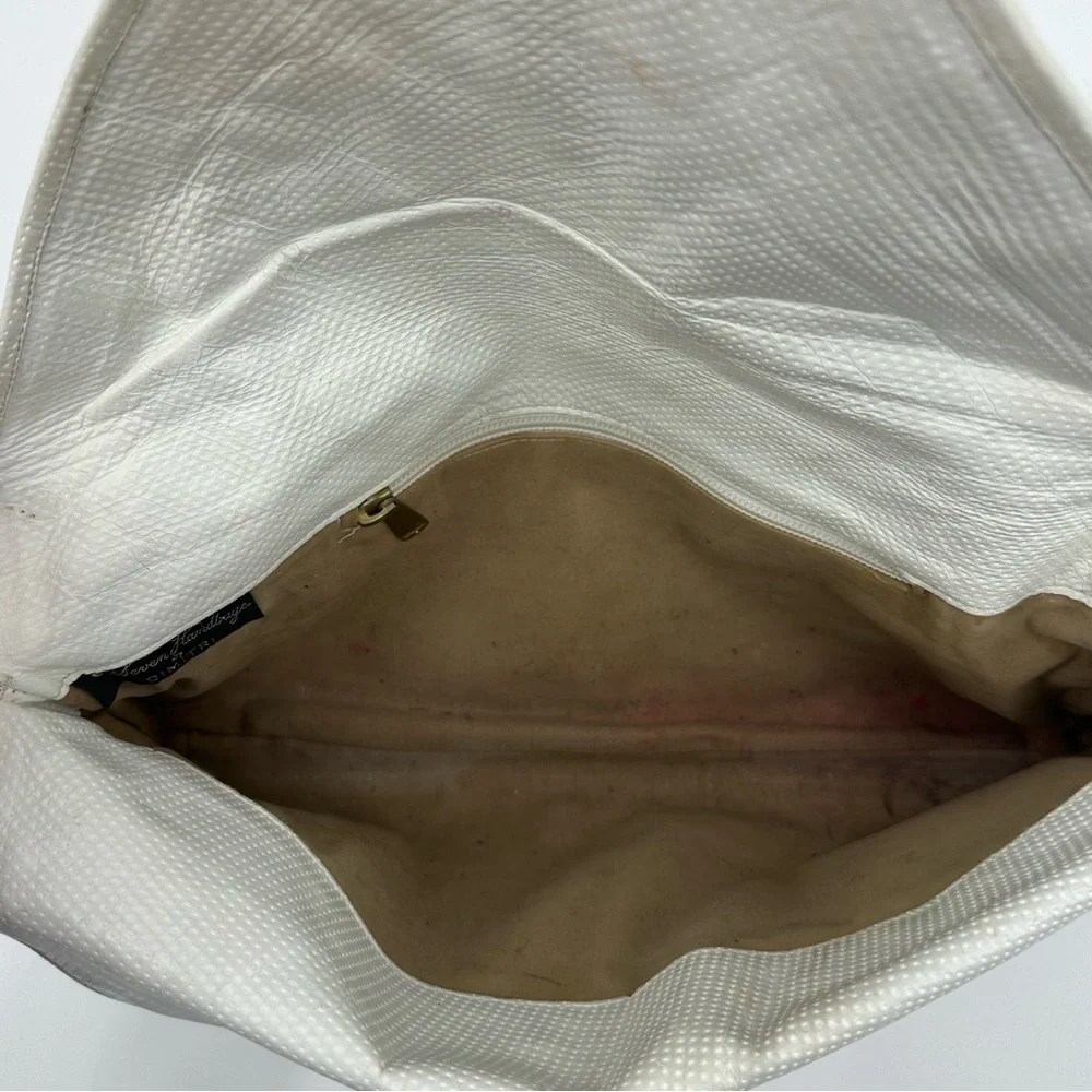 Vintage 80s Leather Snakeskin Textile Clutch Bag Multi‎ Color Flap Front Purse